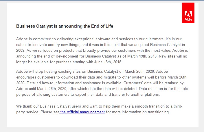 Migrating Away From Adobe Business Catalyst